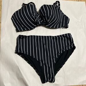 PRIMARK STRIPED 2 PIECE SWIMSUIT SIZE 10‎